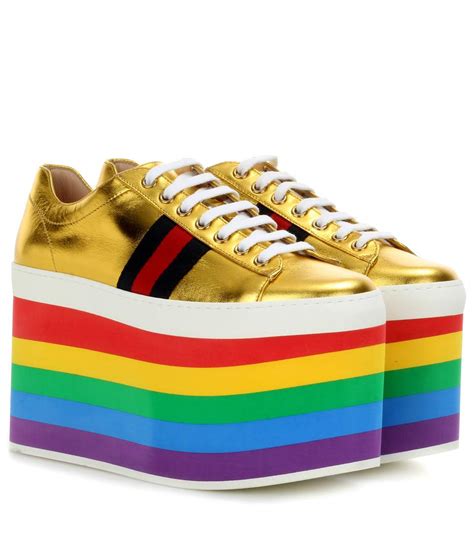 peggy platform sneaker gucci|Gucci peggy rainbow platform sneakers.